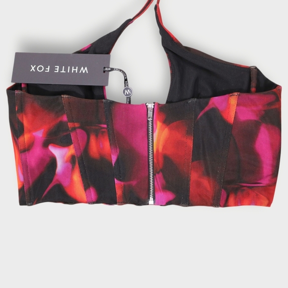 White Fox Fantasy World Bustier Pink Flame Halter Top Womens Size Large - Picture 6 of 7